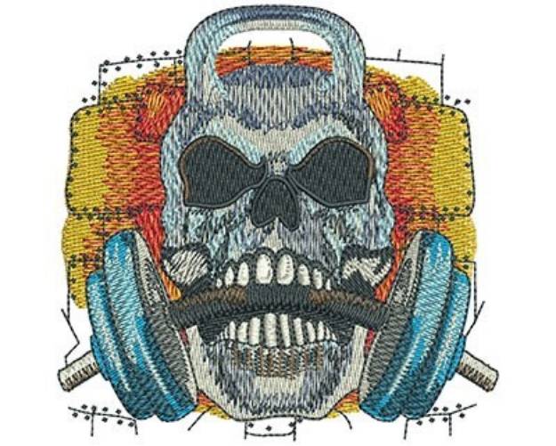 Picture of KETTLE BELL SKULL Machine Embroidery Design