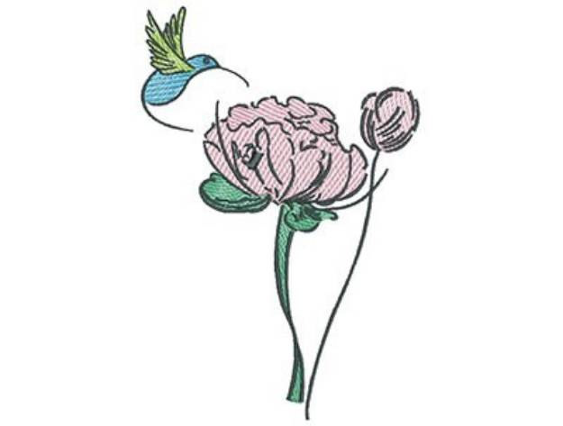 Picture of Hummingbird Flower Machine Embroidery Design