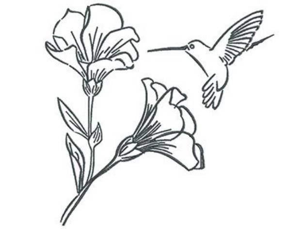 Picture of Humminbird Blooms Outline Machine Embroidery Design