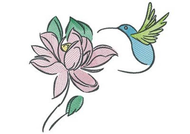 Picture of Rose Hummingbird Machine Embroidery Design
