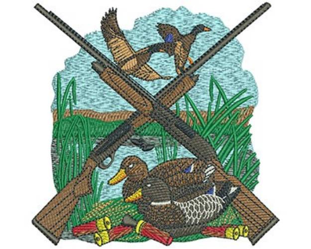 Picture of DUCK HUNTING LAYOUT Machine Embroidery Design