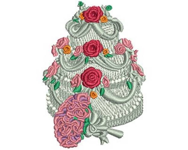 Picture of FLOWER AND CAKE Machine Embroidery Design