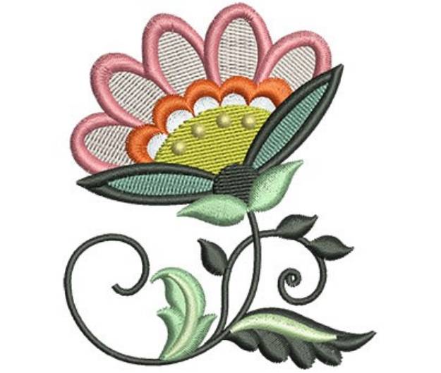 Picture of Pink Jacobean Flower Machine Embroidery Design