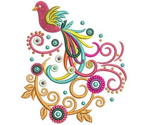 Picture of Fancy Bird Machine Embroidery Design