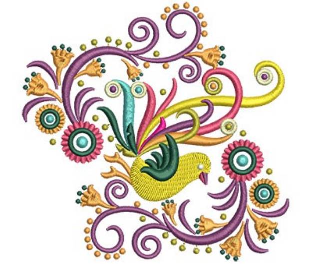 Picture of Fancy Bird Swirls Machine Embroidery Design