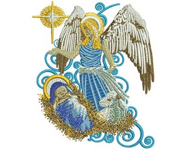 Picture of Angel With Baby Jesus Machine Embroidery Design
