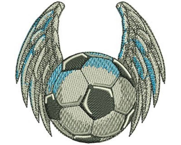 Picture of Winged Soccer Ball Machine Embroidery Design