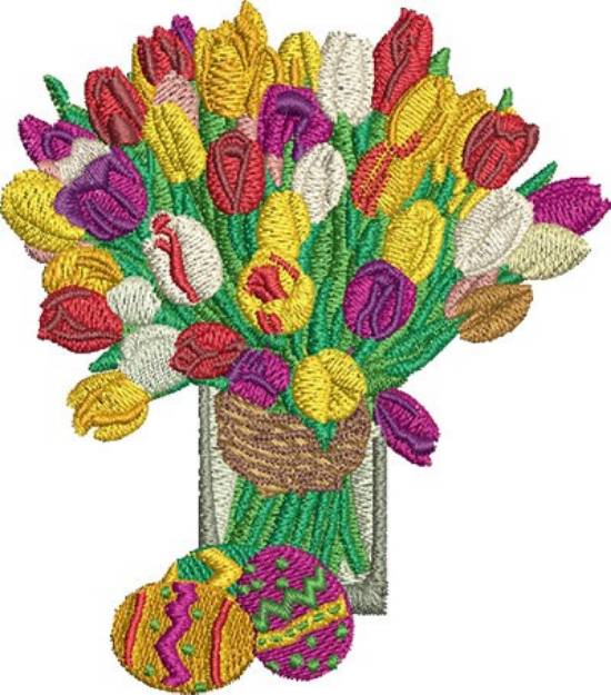 Picture of Easter Tulips and Eggs Machine Embroidery Design