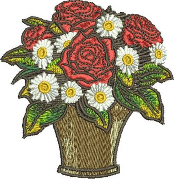 Picture of Rose & Daisy Bouquet Machine Embroidery Design