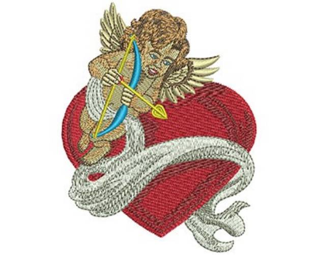 Picture of Cupid Heart &  Banner Machine Embroidery Design