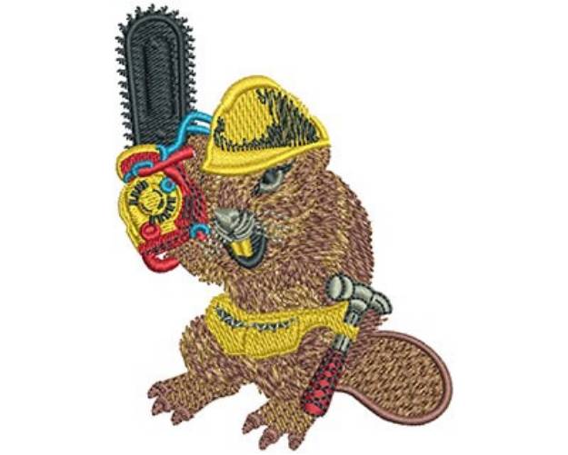 Picture of Beaver And Chainsaw Machine Embroidery Design