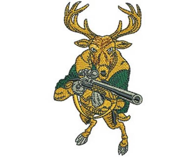 Picture of Deer With Rifle Machine Embroidery Design
