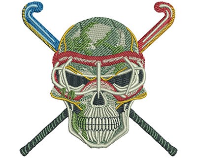 Field Hockey Skull Machine Embroidery Design