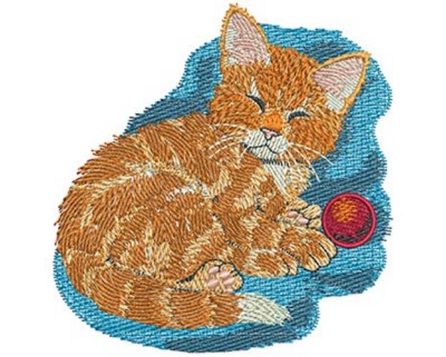 Picture of Kitten With Ball Machine Embroidery Design