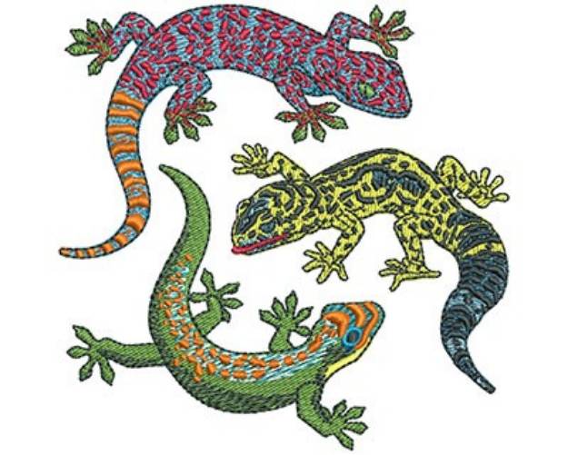 Picture of Colorful Geckos Machine Embroidery Design