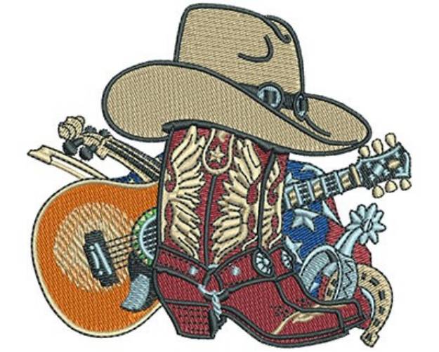 Picture of Cowboy Boot Collage Machine Embroidery Design