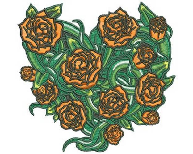 Picture of Rose Heart Machine Embroidery Design