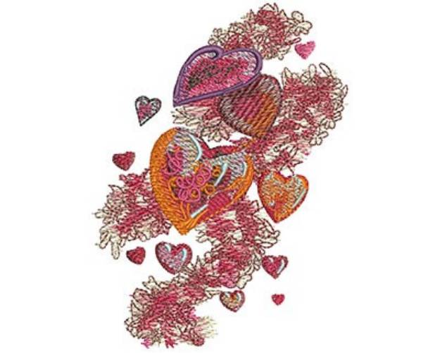 Picture of Hearts &  Ribbons Machine Embroidery Design