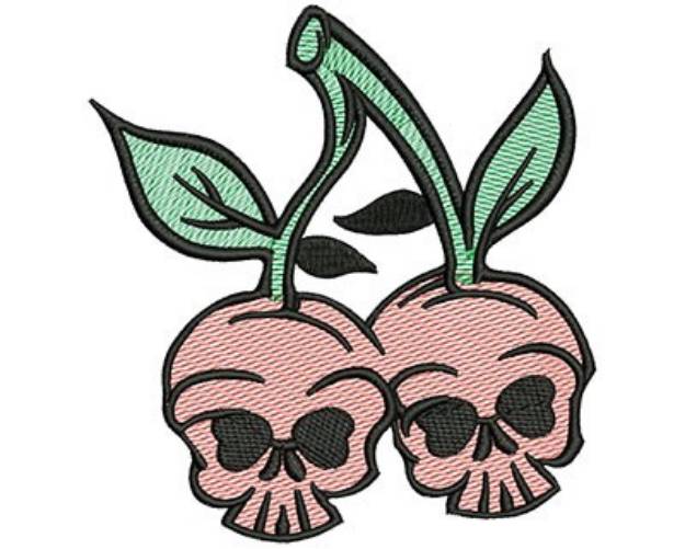 Picture of Cherry Skulls Mylar Machine Embroidery Design