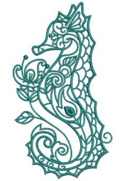 Picture of Sea Flora Seahorse Machine Embroidery Design