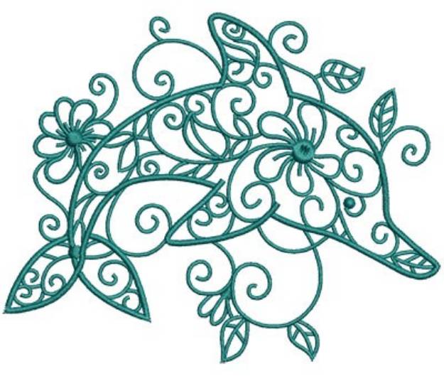 Picture of Sea Flora Dolphin Machine Embroidery Design