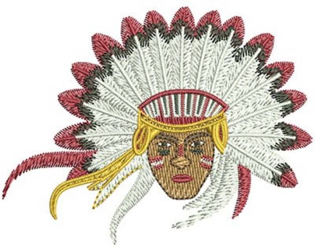 Picture of Indian Chief Head Machine Embroidery Design