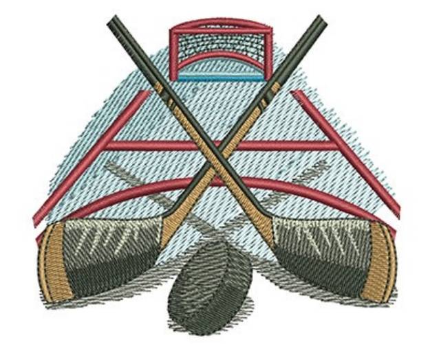 Picture of Hockey Sticks and Puck Machine Embroidery Design