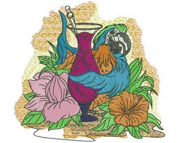Picture of Tropical Parrot Drink Machine Embroidery Design
