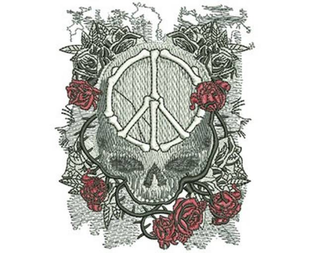 Picture of Peace Skull Machine Embroidery Design