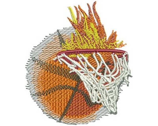 Picture of Flaming Basketball Net Machine Embroidery Design