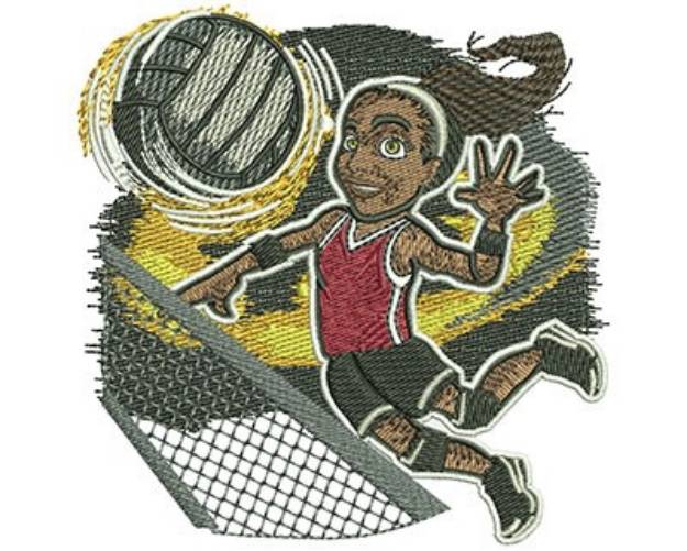 Picture of Volleyball Girl Spiking Machine Embroidery Design