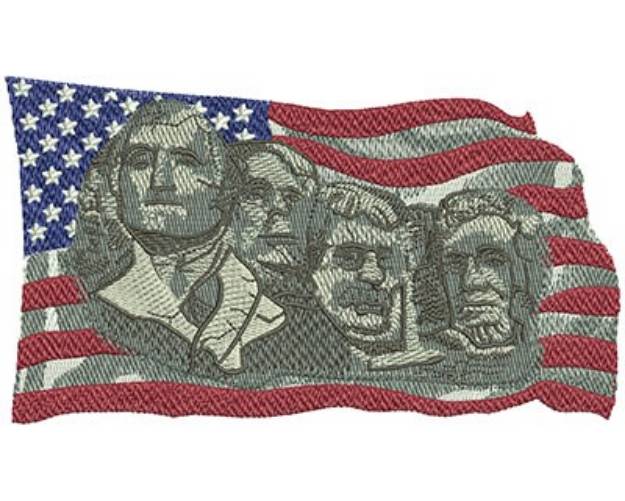 Picture of Mount Rushmore American Flag Machine Embroidery Design