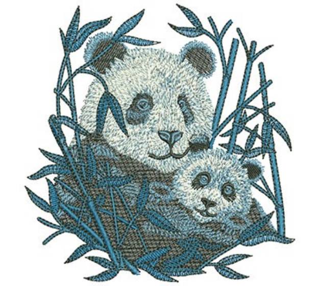 Picture of Panda And Cub Scene Machine Embroidery Design