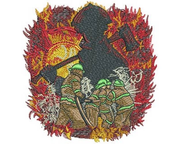 Picture of Firefighters Fighting Flames  Machine Embroidery Design