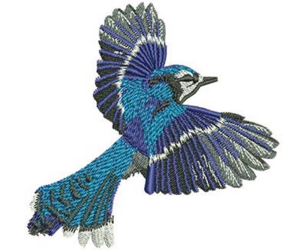 Picture of Bluejay In Flight Machine Embroidery Design