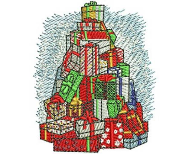 Picture of Christmas Present Tree Machine Embroidery Design