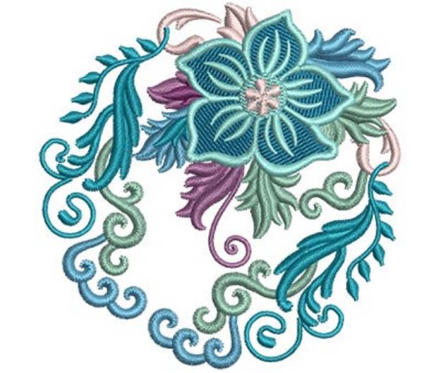 Picture of Turquoise Flower Fan Machine Embroidery Design