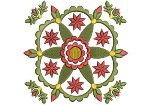 Picture of Baltimore Floral Quilt Block Machine Embroidery Design