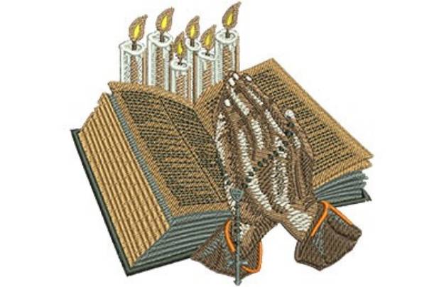 Picture of Praying With Bible Machine Embroidery Design