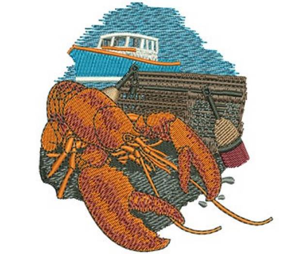 Picture of Lobster Catch Machine Embroidery Design