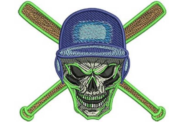 Picture of Baseball Skull & Bats Machine Embroidery Design