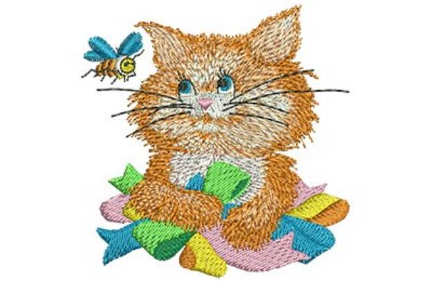 Picture of Kitten & Bee Machine Embroidery Design
