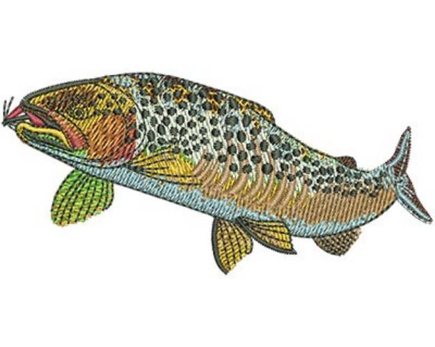 Picture of Brown Trout & Fly Machine Embroidery Design