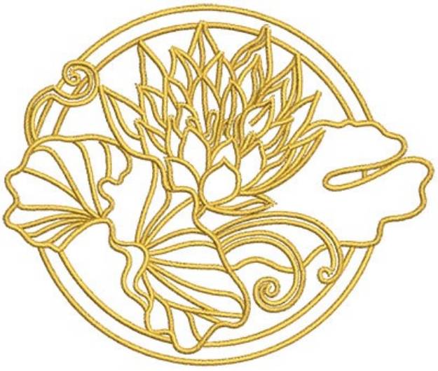 Picture of Lotus Art Outline Machine Embroidery Design