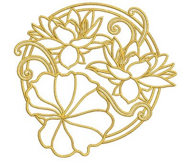 Picture of Lotus Art Outline Machine Embroidery Design