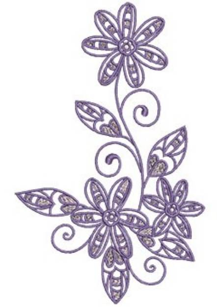 Picture of Lilac Flower Border Outline Machine Embroidery Design