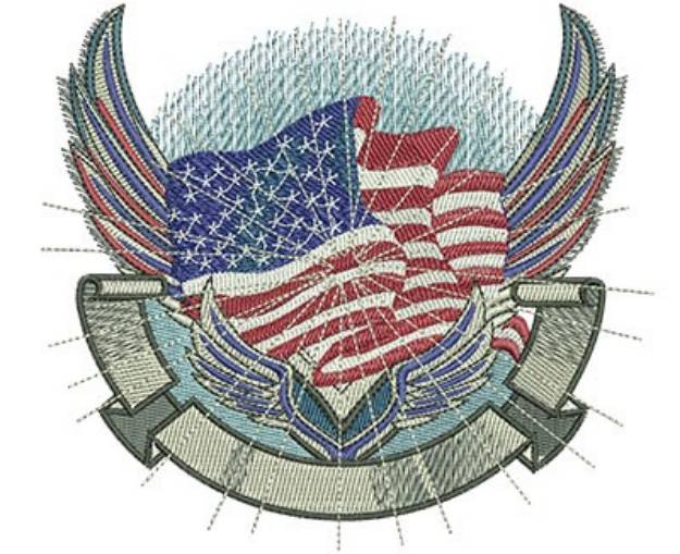 Picture of Flag Crest Machine Embroidery Design