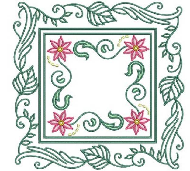 Picture of Framed Flowers Machine Embroidery Design