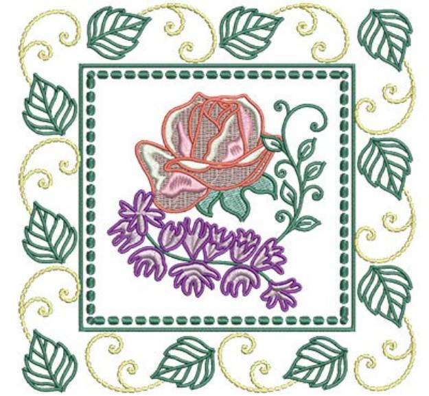 Picture of Rose And Campanula Framed Machine Embroidery Design