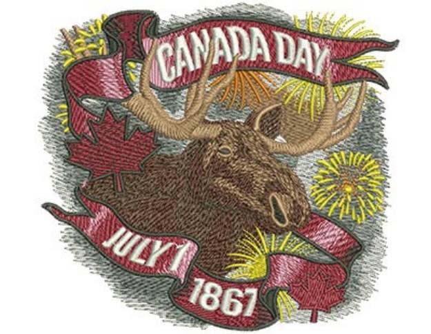Picture of Canada Day Moose Machine Embroidery Design